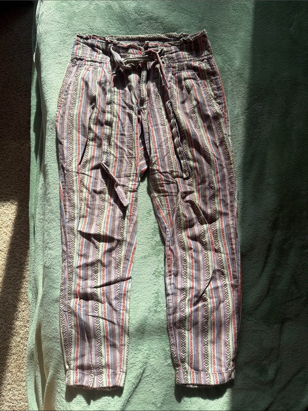 DownEast Multicolor Striped Drawstring Capris